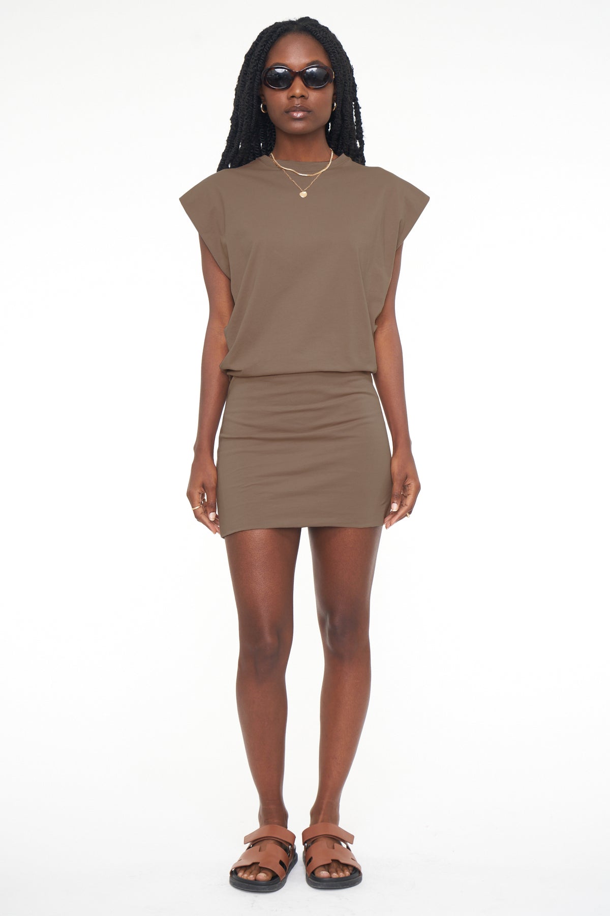 Tonya Muscle Tee Mini Dress - Mushroom
            
              Sale